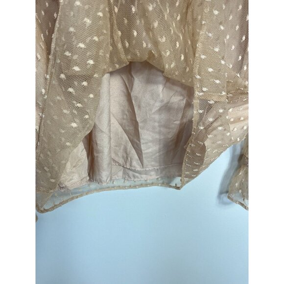 J Crew Blouse Small Victorian Nude Blush Sheer Swiss Dot Ruffle Romantic Fairy - Picture 8 of 14